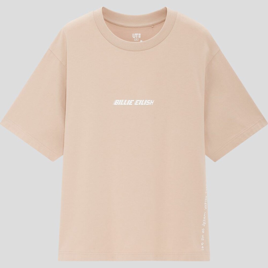 Billie Eilish x Takashi Murakami för Uniqlo: beige t-shirt med tryck