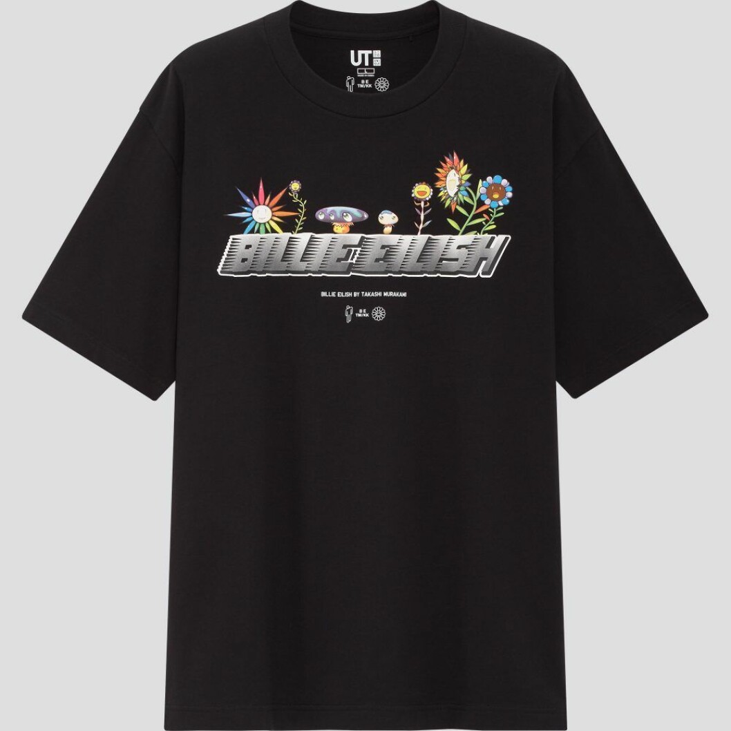 Billie Eilish x Takashi Murakami för Uniqlo: svart t-shirt med tryck för herr