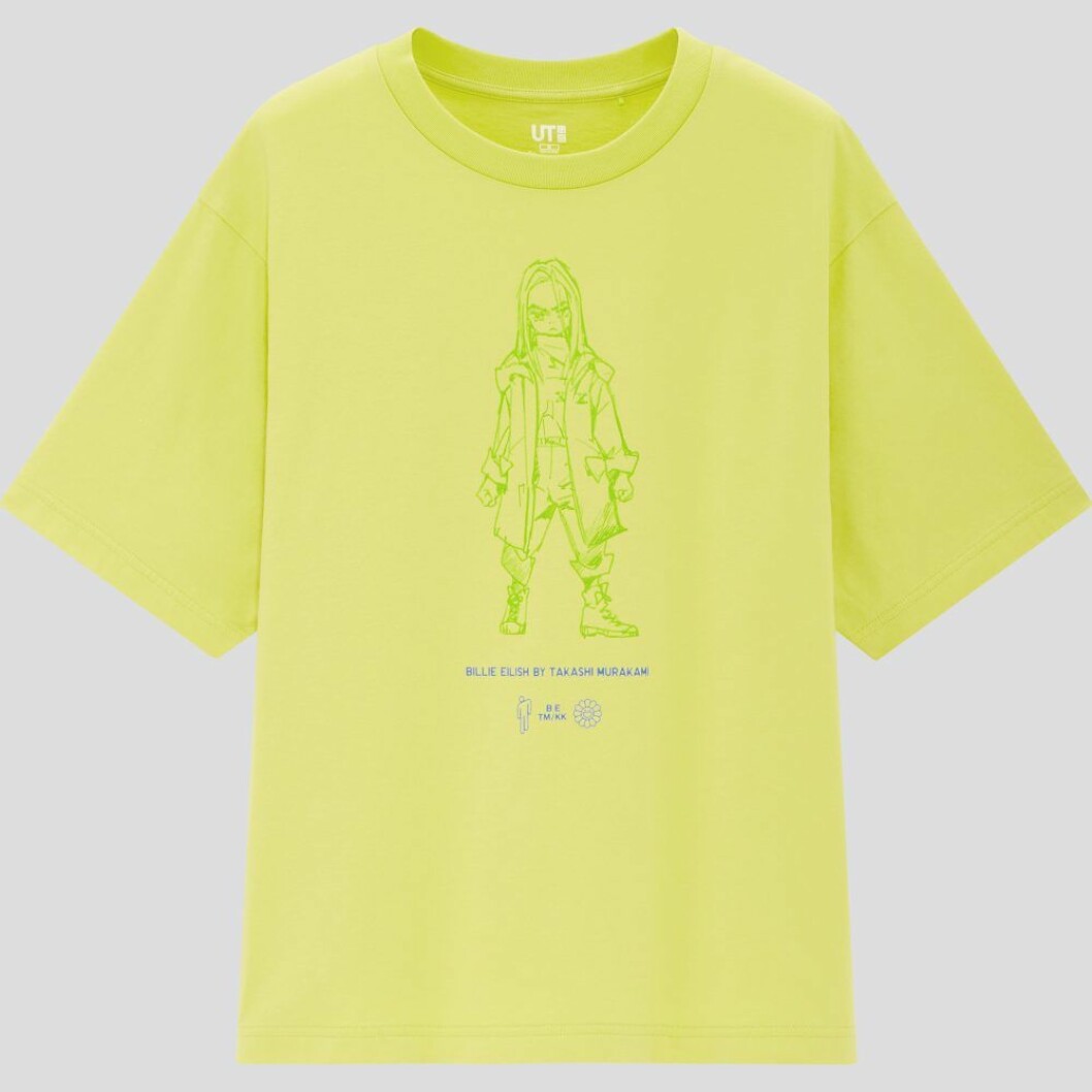 Billie Eilish x Takashi Murakami för Uniqlo: neongul t-shirt med tryck