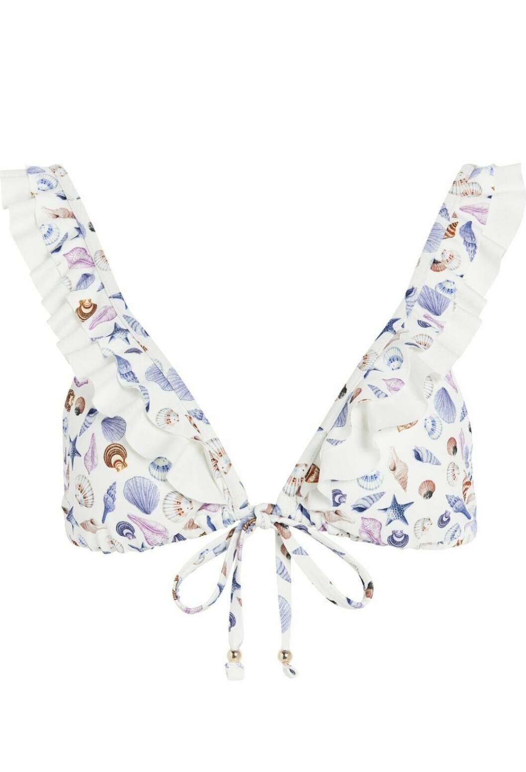 Vit bikini med snäckor.