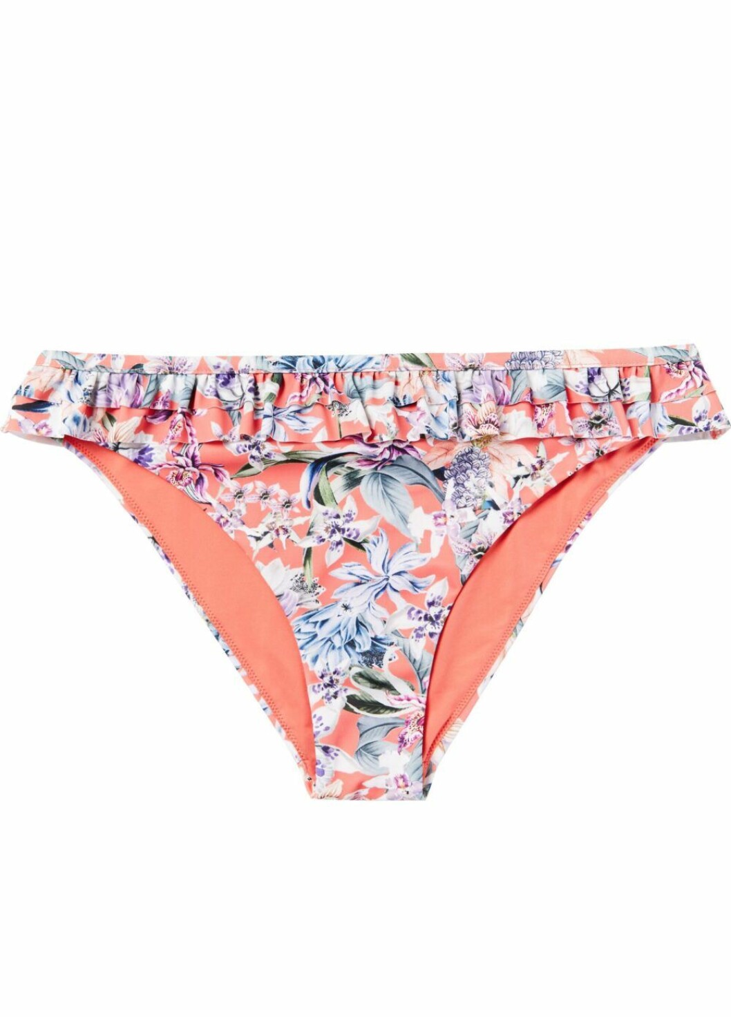 Bikininederdel med blommor.