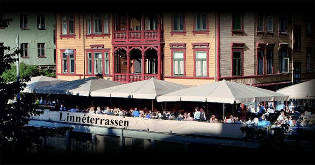 Uteserveringen på Linnéterrassen i Göteborg. Uteserveringen på Linnéterrassen i Göteborg.
