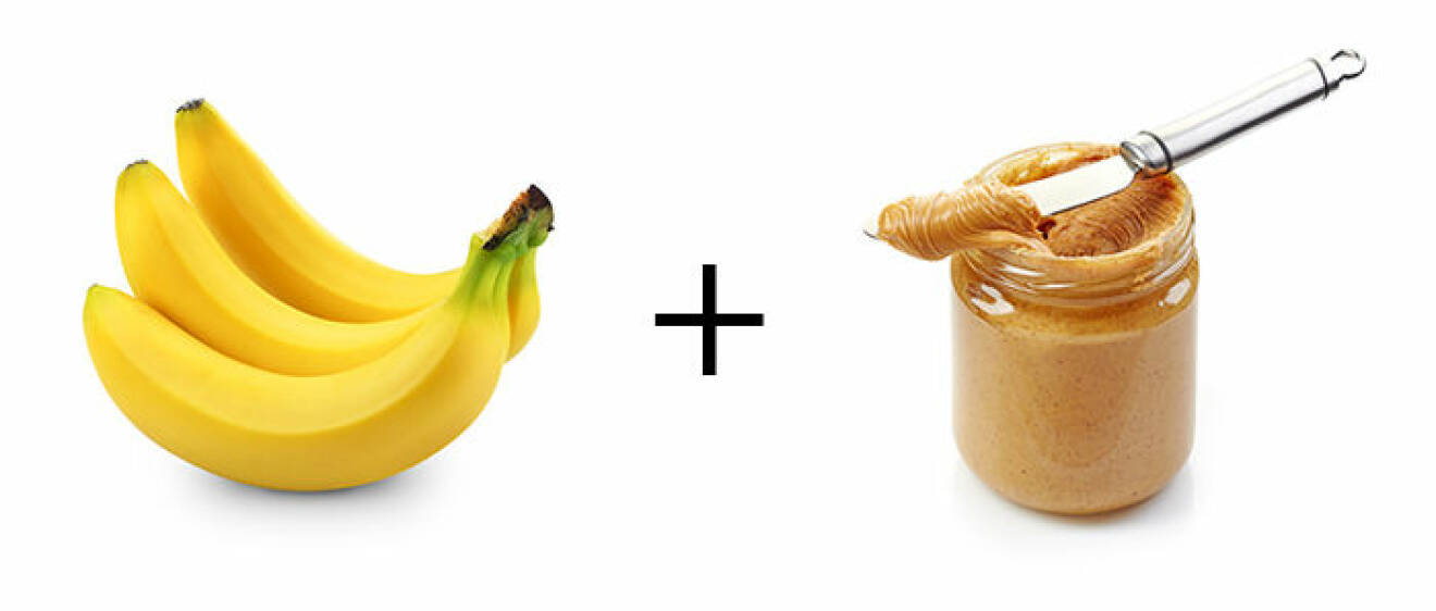 Banan + jordnötssmör.
