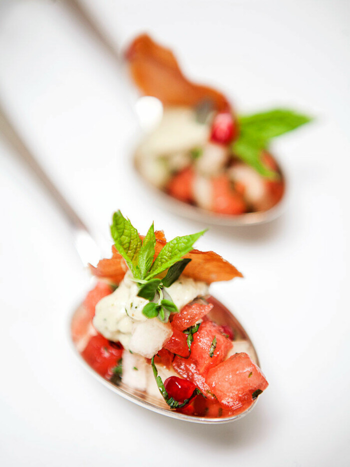 Recept på melonsalsa med mascarpone och serranochips