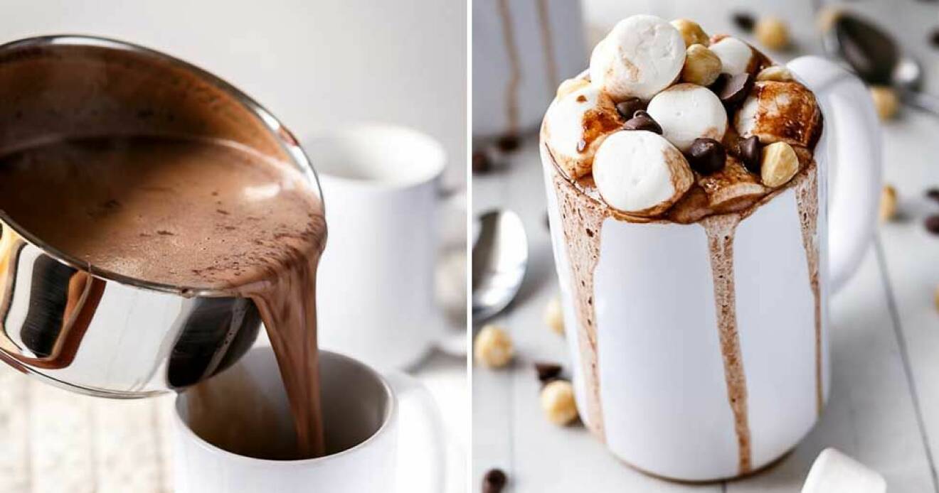 Varm choklad med nutella och marshmallows.
