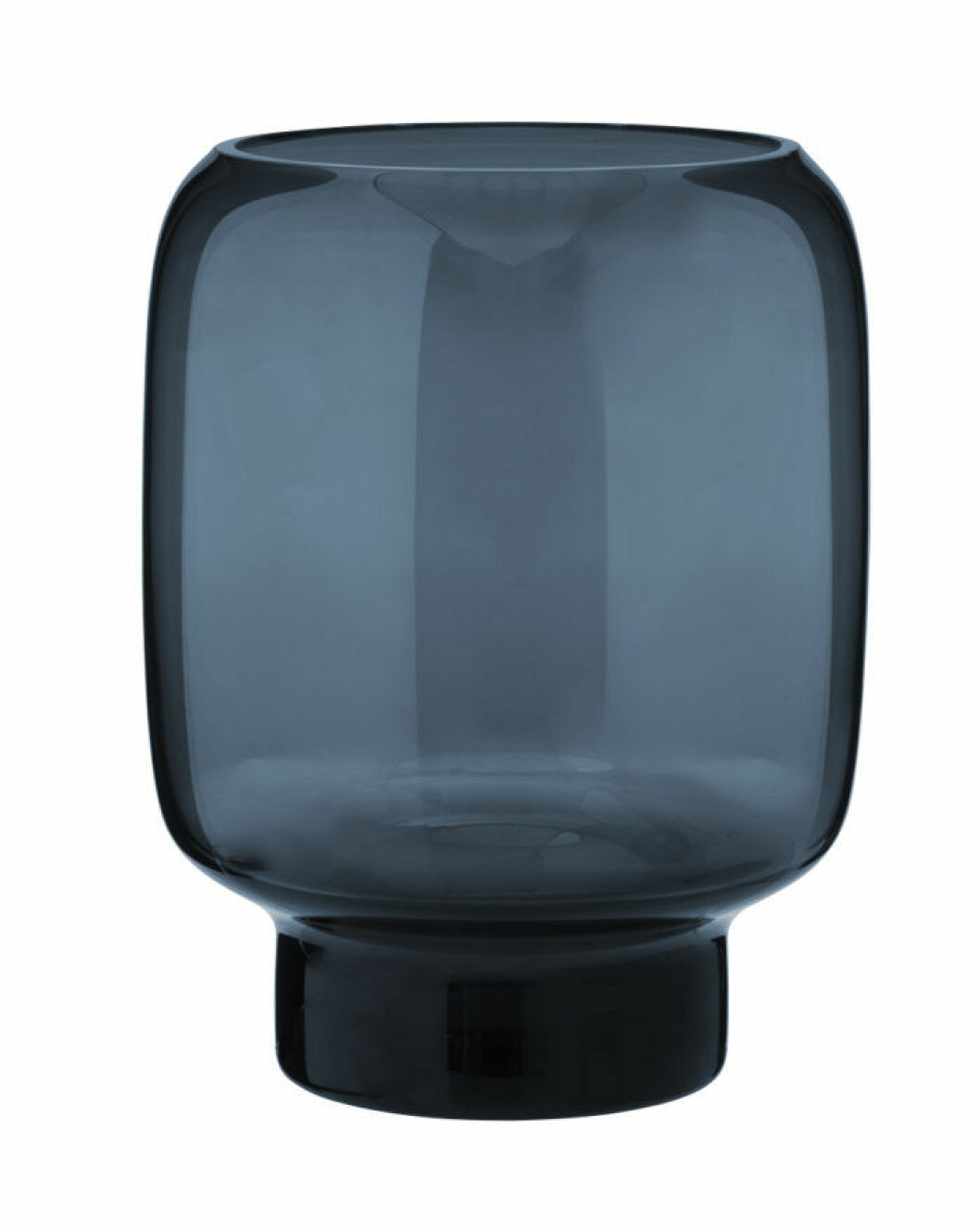 Mörkblå vas i genomskinligt glas