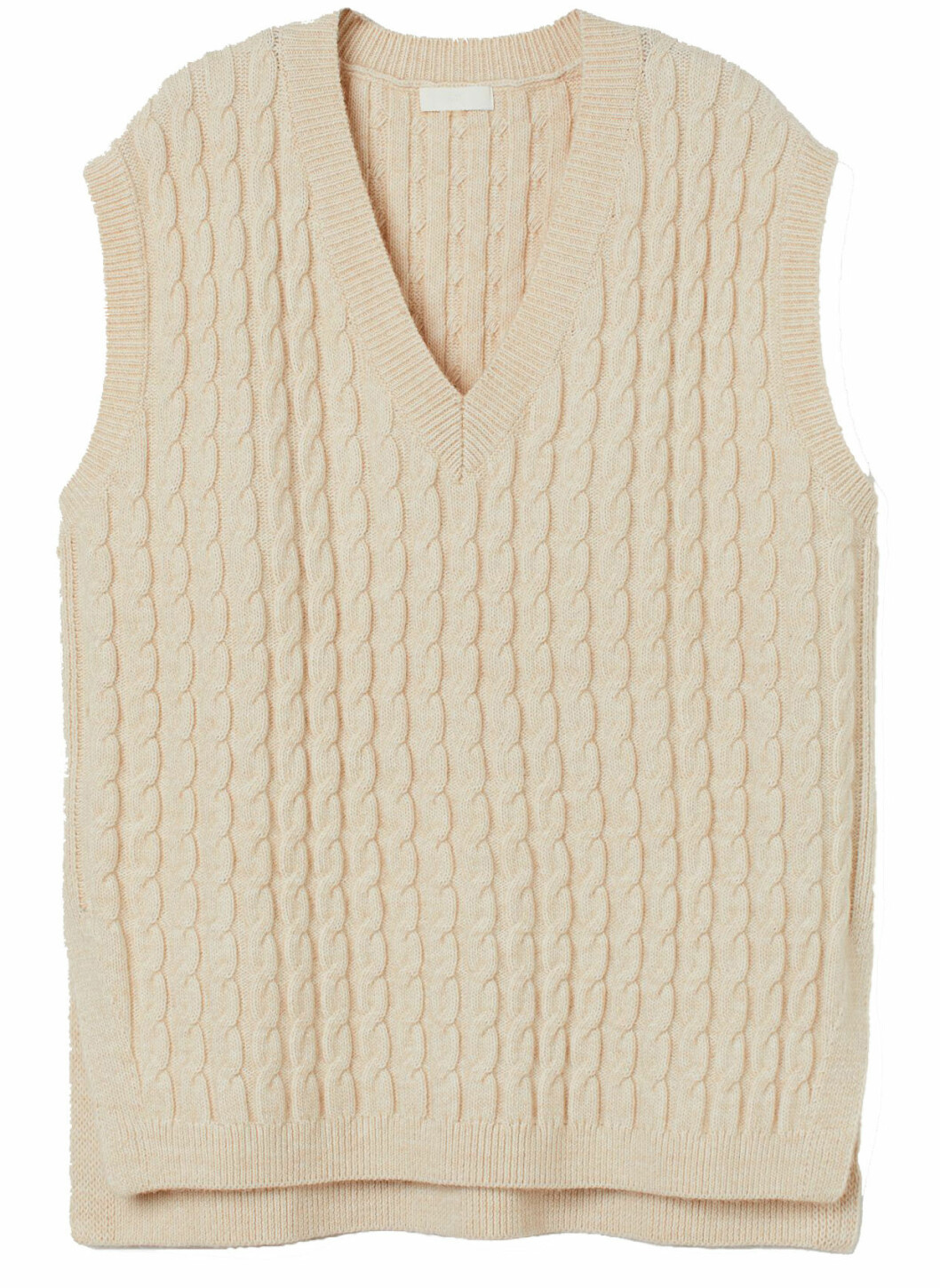 beige Kabelstickad väst med v-ringning från H&amp;M.