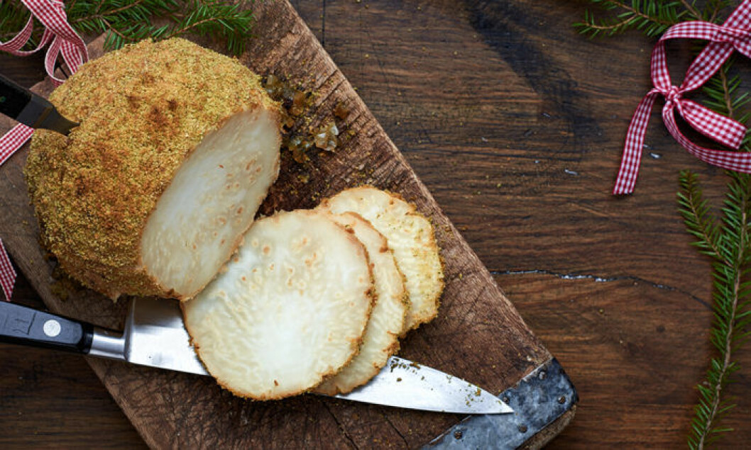 Recept på vegansk julskinka på rotselleri