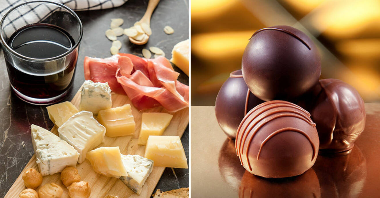 Vin, ost och choklad är bra för magen.