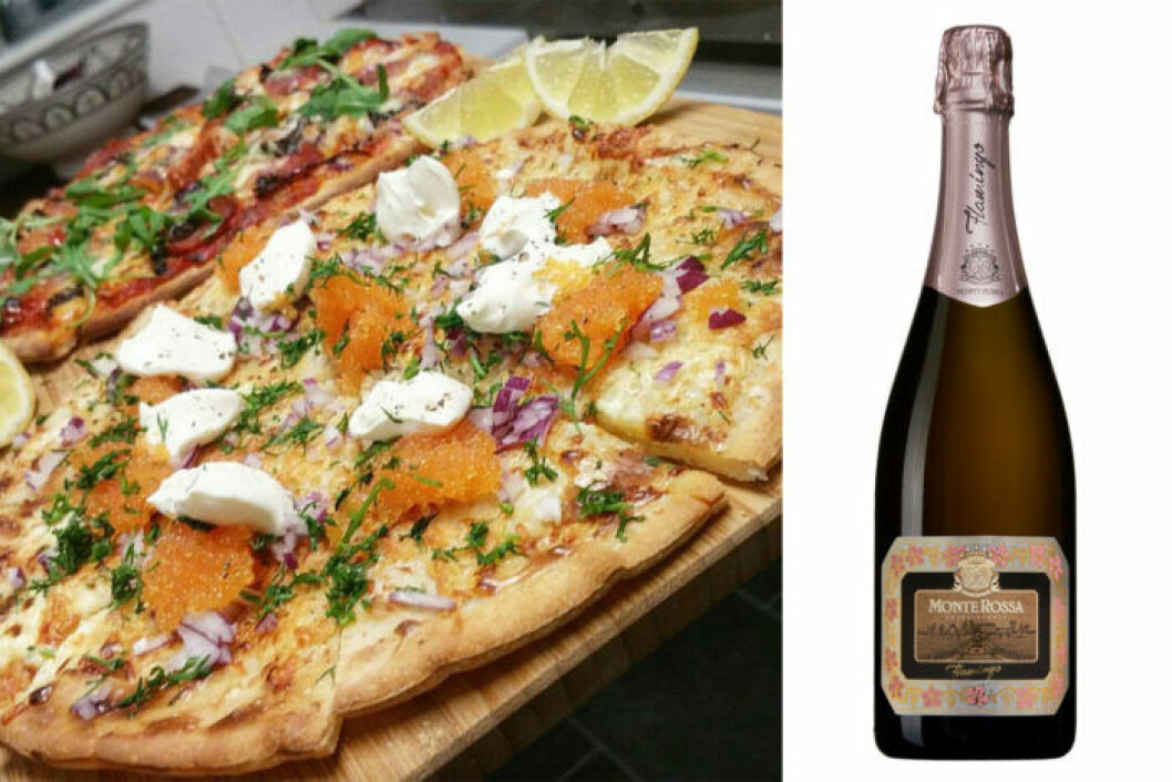 Löjromspizza + bubbel. Löjromspizza + bubbel.