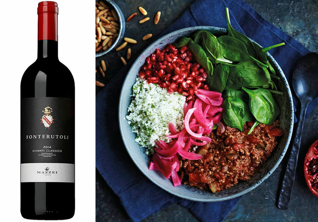 Fonterutoli Chianti Classico passar till en färgglad rainbow bowl. Fonterutoli Chianti Classico passar till en färgglad rainbow bowl.