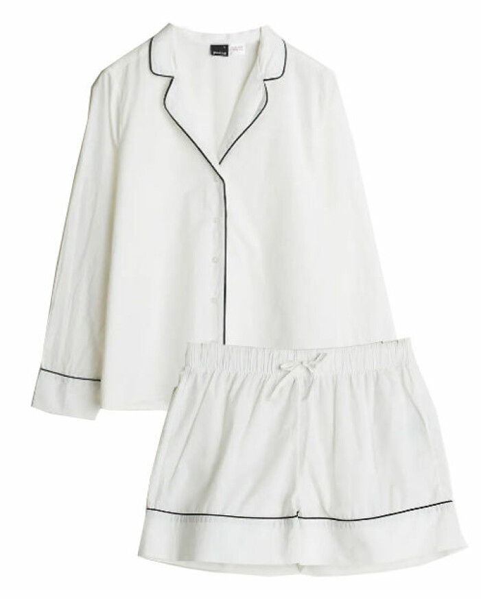 vit pyjamas med skjorta och shorts till dam