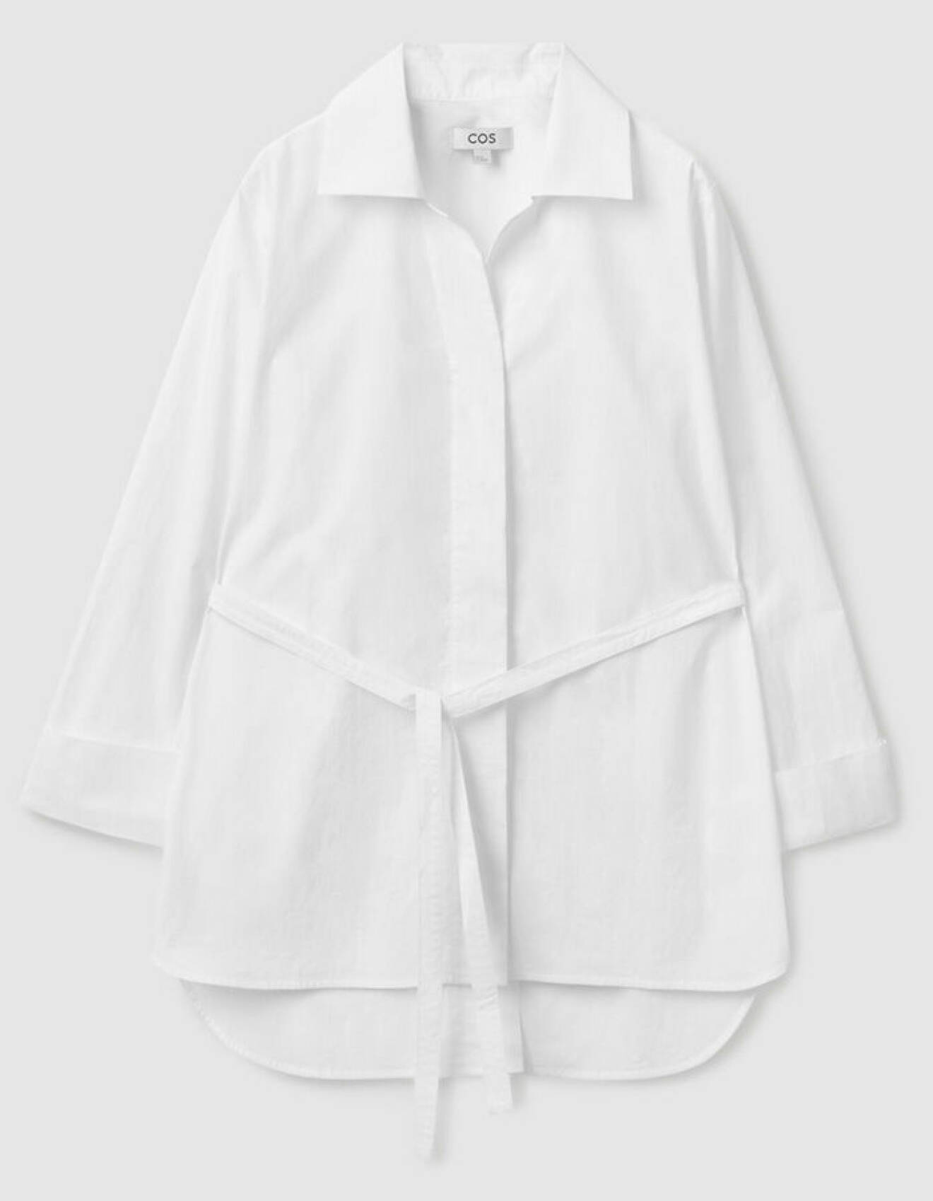 vit skjorta tillverkad i bomullspoplin med skärp för dam från Cos