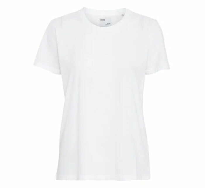 Vit bastopp från Colorful Standard som passar i en komplett basgarderob. Klicka på bilden för att komma direkt till t-shirten. vit tshirt för dam till basgarderob från Colorful Standard