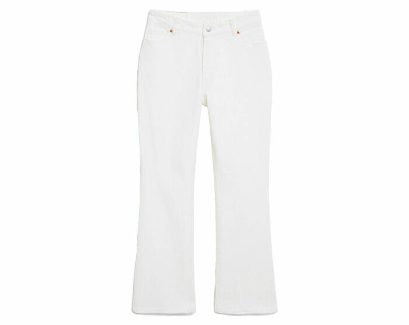 jeans med bootcut i vit nyans med croppad passform från Monki