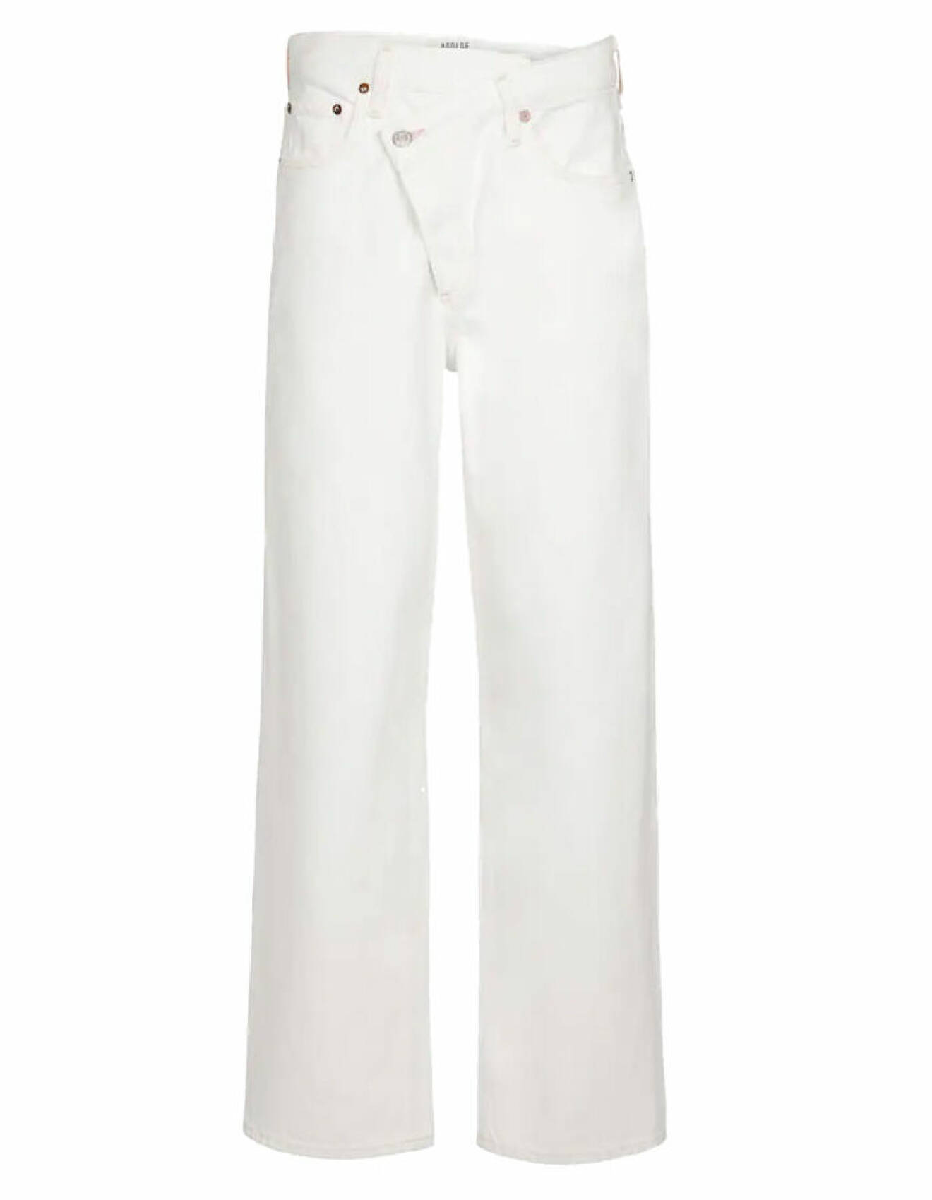 vita jeans med sned knäppning för dam från Agolde