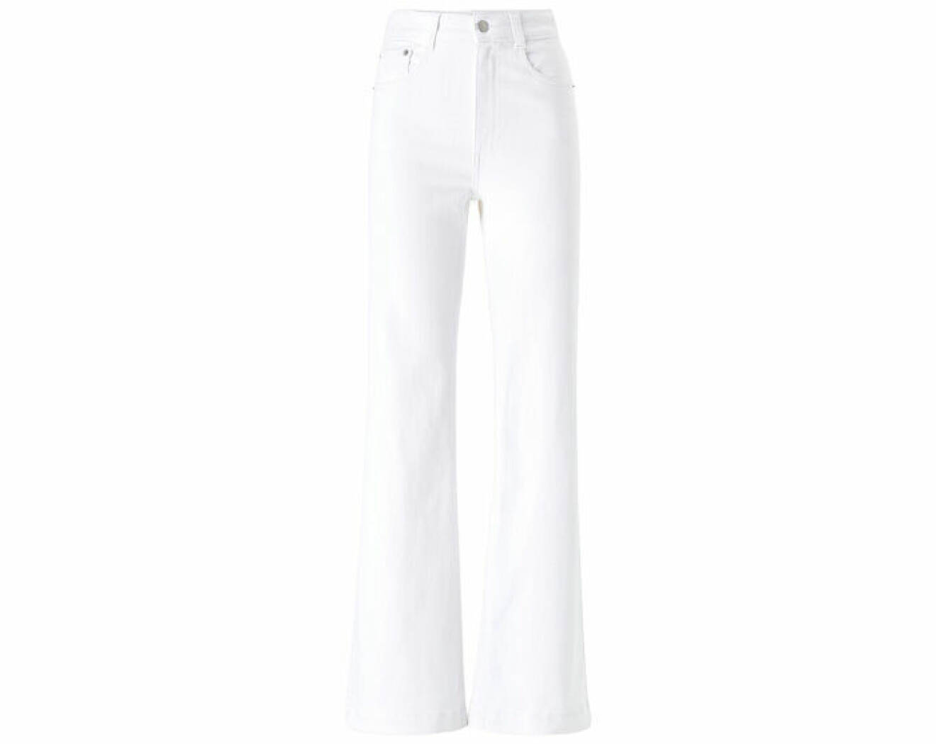 vita flare jeans med hög midja och femficksdesign från Ellos