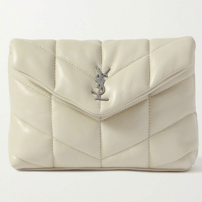 vit vadderad clutch från Saint Laurens